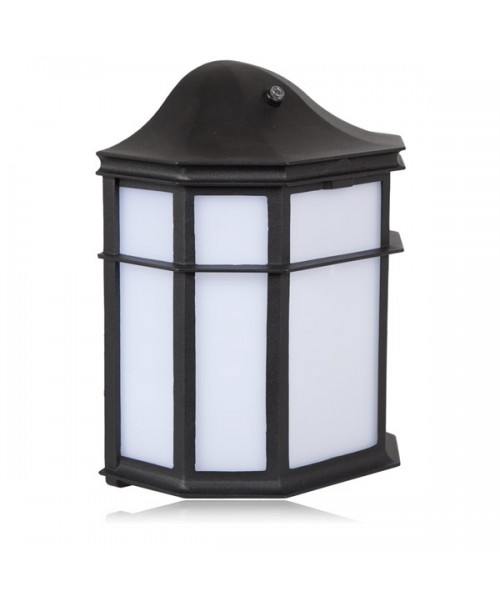 LED MISSION WALL LANTERN BLACK ALUMINUM HOUSING FROSTED ACRYLIC LENS 9 W