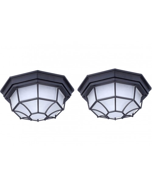 LED CEILING FIXTURE BLACK ALUMINUM HOUSING FROSTED GLASS 9 W DOB 3000K (2 Pack )