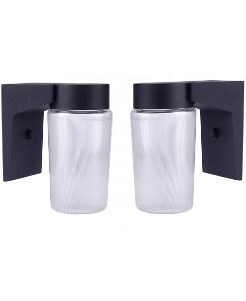 LED CYLINDER PORCH FIXTURE BLACK CAST ALUMINUM HOUSING WHITE ACRYLIC LENS 9 W (2 Pack )