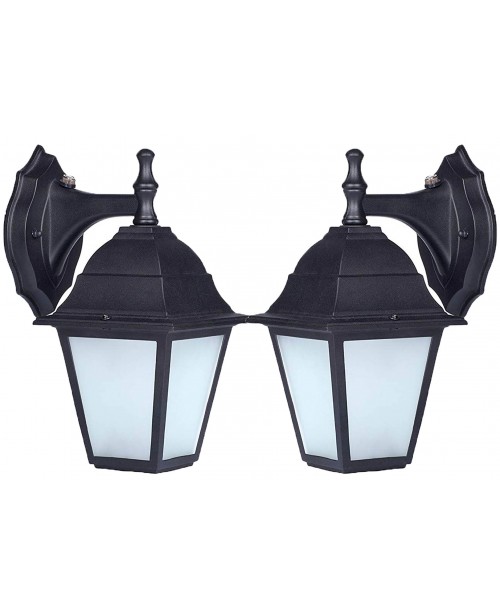 LED PORCH LATERN BLACK CAST ALUMINUM HOUSING FROSTED 9 W DOB 3000K (2 Pack )