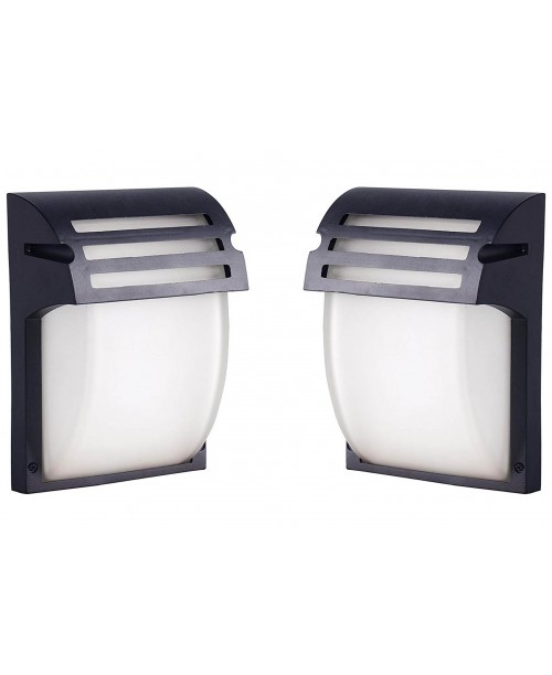 LED WALL LANTERN BLACK CAST ALUMINUM HOUSING FROSTED GLASS 9 W DOB (2 Pack )