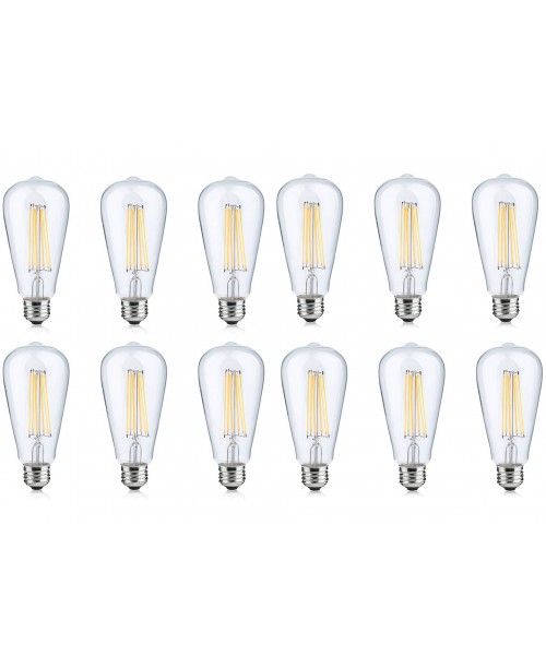 LONICERA SERIES LED FILAMENT BULBS 6W AC 120 V 2700K WARM WHITE COZY LIGHT E26 BASE ST-21 (12 Pack)