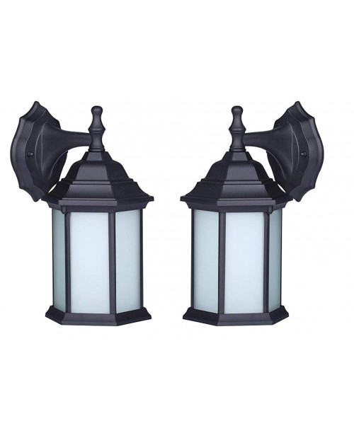 Black Cast Aluminium housing Frosted Glass 9W DOB CCT: 3000K/4000K (2 Pack)